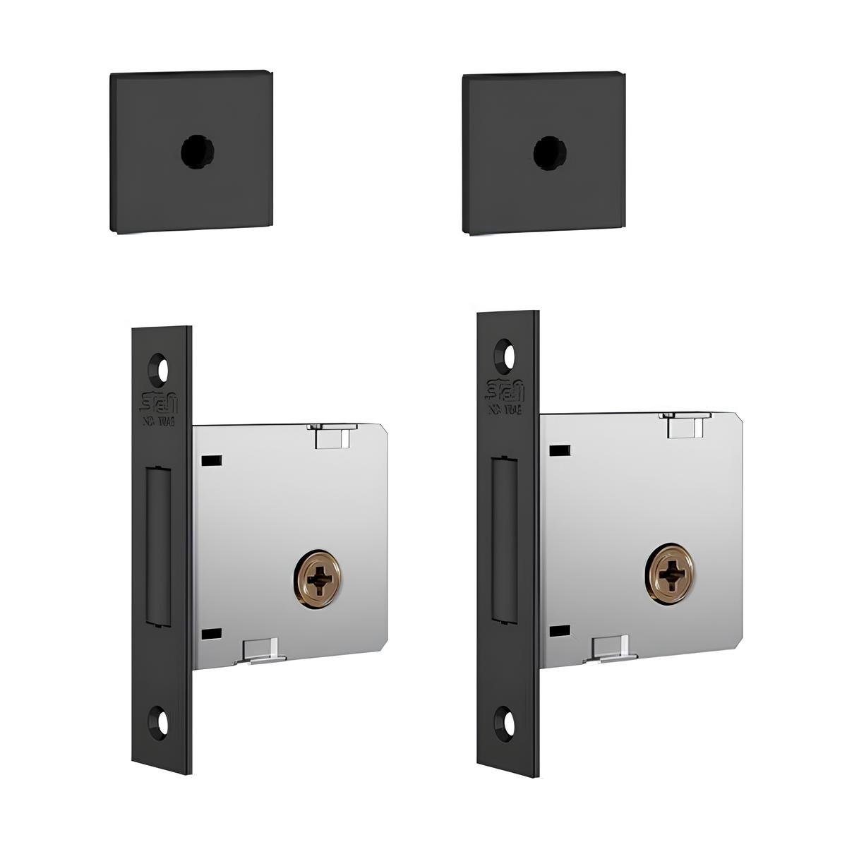 ダーマセプト Fechadura Tetra Dupla 1004 Preta Roseta Quadrada