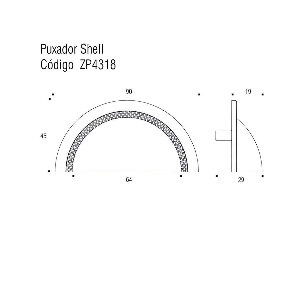 Puxador Shell Gold Zen 64mm