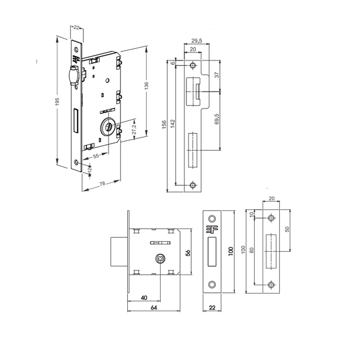 Fechadura 841 Kit Rolete Tetra 3f