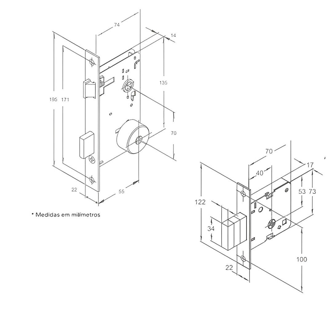 Fechadura 1600/37 Kit 55Mm Tetra Cromada Stam