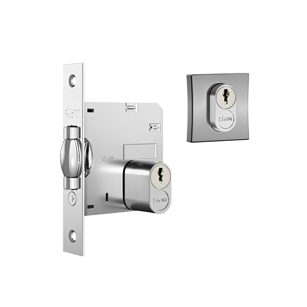Fechadura Rolete 1005 Cromo Escovada Stam Roseta Quadrada