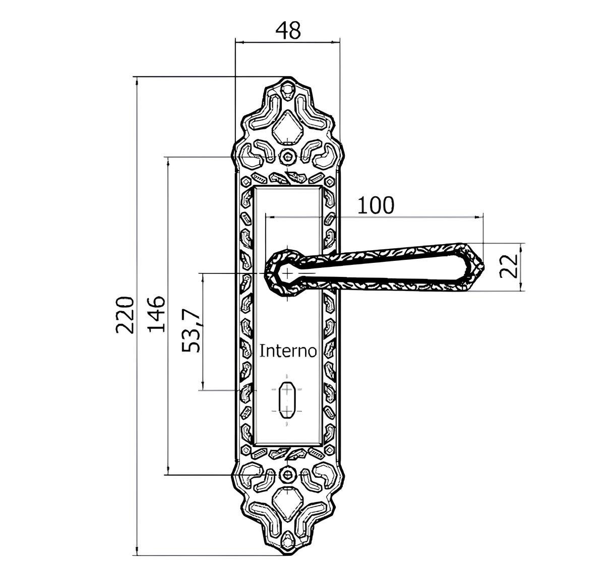 Fechadura Veneza Interna 40Mm Soprano