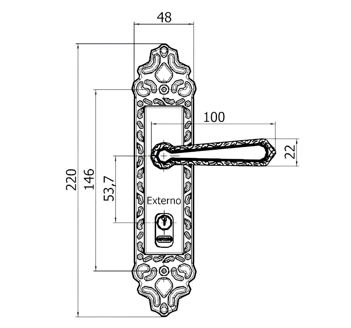 Fechadura Veneza Externa 40Mm Soprano