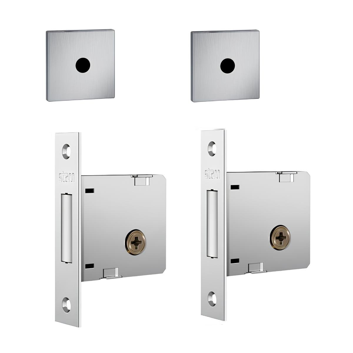 Fechadura Tetra Dupla 1004 Escovada Roseta Quadrada