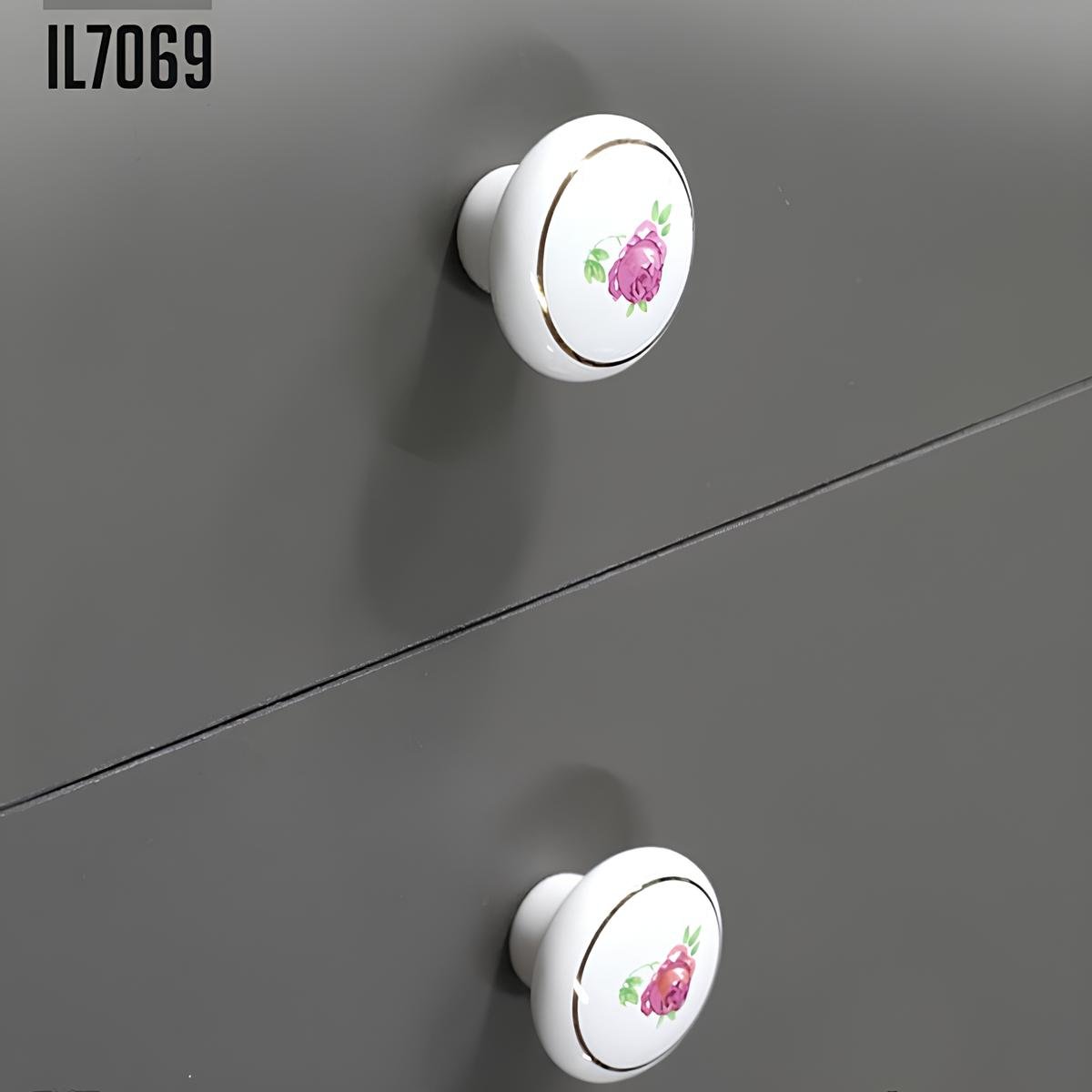 Puxador Ceramica 7069 Estampa Rosa Italy Line