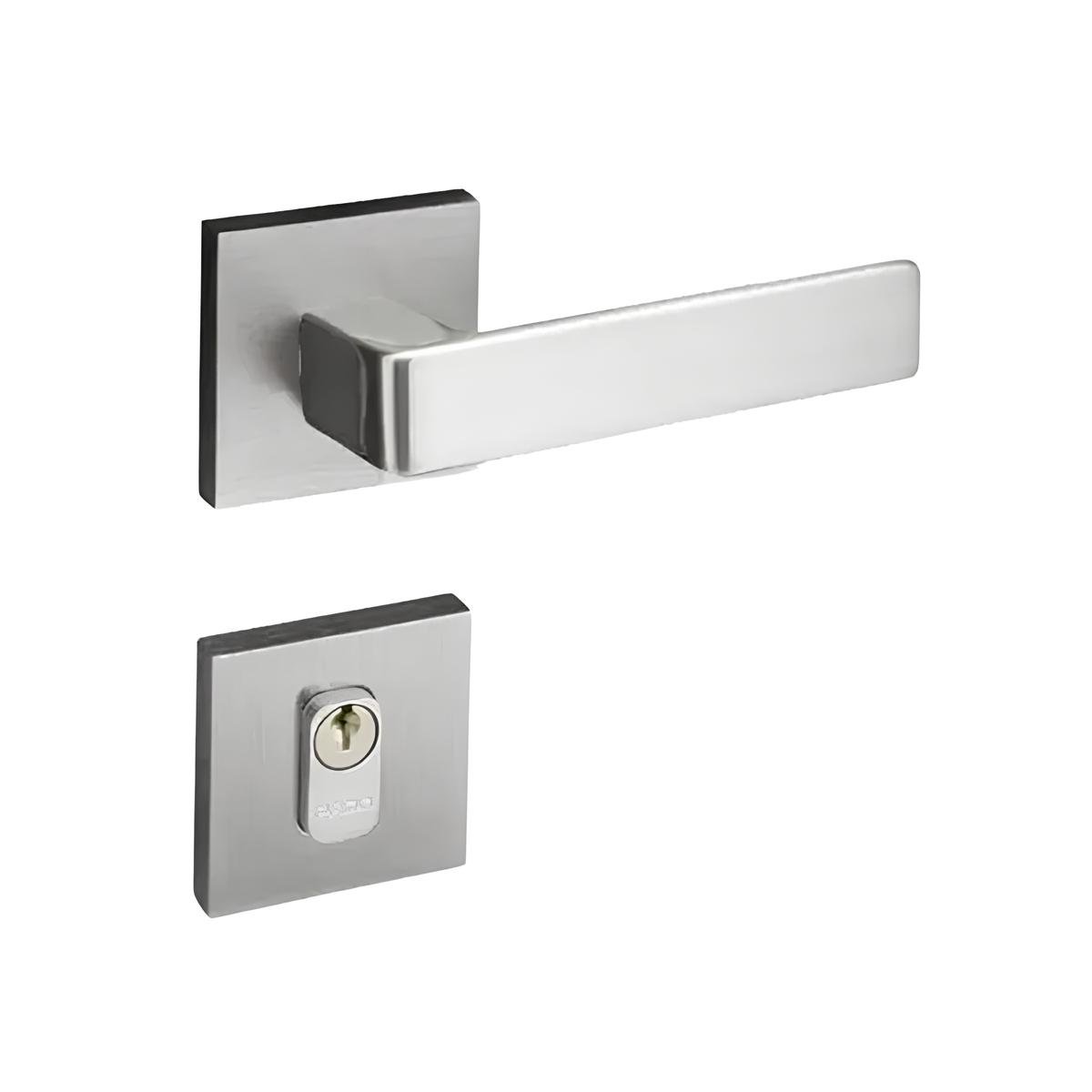 Fechadura Modena Externa 55Mm Roseta Quadrada Cromo Acetinada Pado
